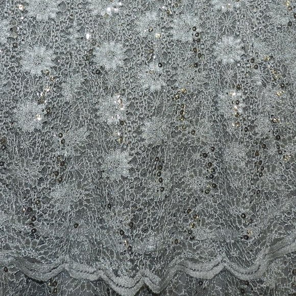 2 Piece Silver Lace and Sequin Sleeveless Maxi Dress with Jacket Size 10 - Picture 8 of 8